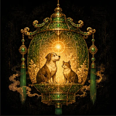 毛孩燈插畫